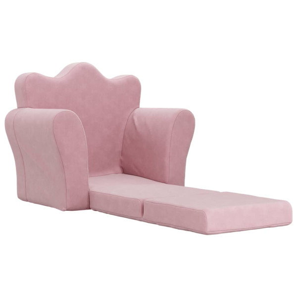 Sofá-cama infantil de pelúcia rosa M 4