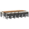 Set comedor de jardín con cojines 13 pzas ratán sintético negro 2