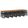 Set comedor de jardín con cojines 13 pzas ratán sintético negro 3