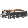 Set comedor de jardín con cojines 13 pzas ratán sintético negro 2