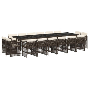 Set de muebles jardín 17 pzas y cojines ratán sintético marrón H