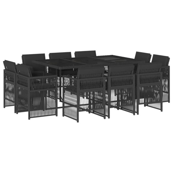 Set de comedor jardín 11 pzas con cojines ratán sintético negro M 2