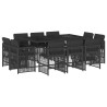 Set de comedor jardín 11 pzas con cojines ratán sintético negro 2