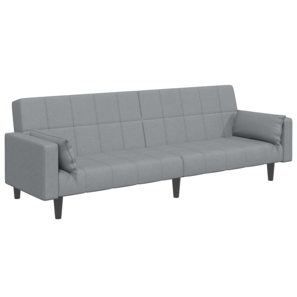 Sofá cama de 2 plazas con taburete tela gris claro M 4