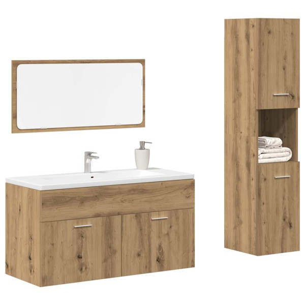Juego de muebles baño 3 piezas madera ingeniería roble artisan D