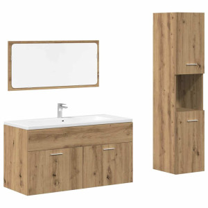 Juego de muebles baño 3 piezas madera ingeniería roble artisan H