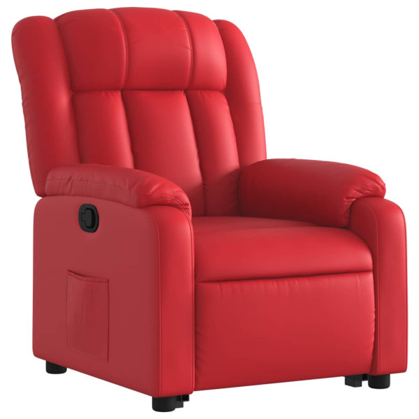 Sillón reclinable elevable cuero artificial rojo M 3
