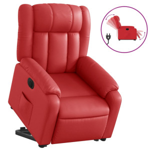 Sillón elevable eléctrico cuero artificial rojo H