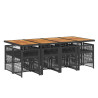 Set de comedor de jardín 9 pzas y cojines ratán sintético negro 3