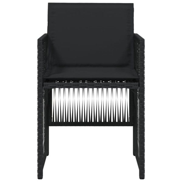 Cadeiras de jardim com almofadões 4 pcs vime PE preto M 5