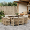 Set comedor de jardín 11 pzas con cojines ratán sintético beige 1