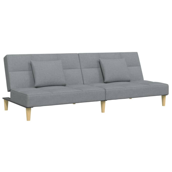 Sofá-cama de 2 lugares c/ apoio de pés tecido cinzento-claro M 4