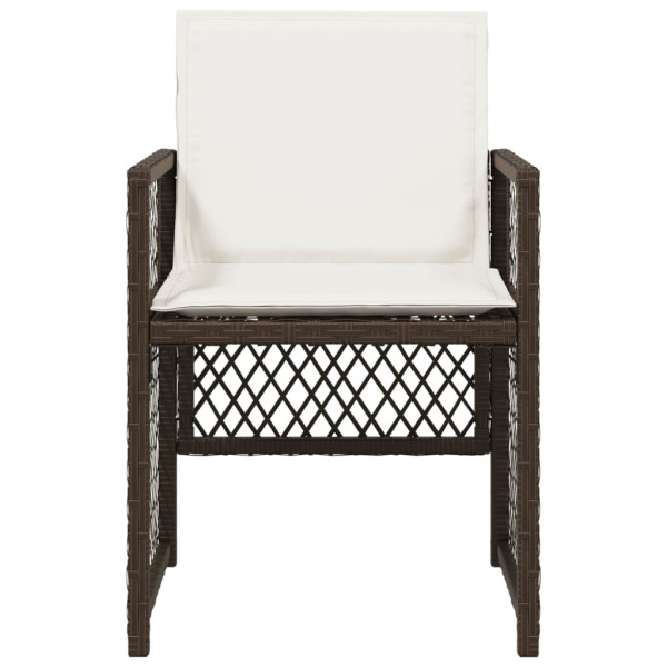 Cadeiras de jardim com almofadões 4 pcs vime PE castanho M 5