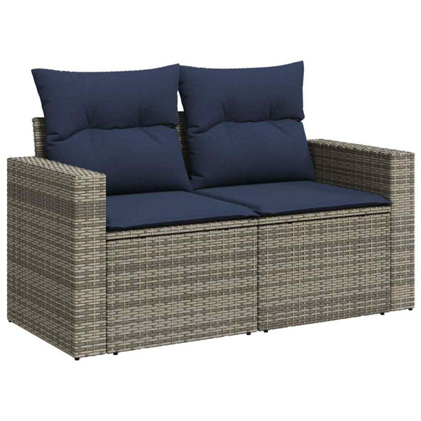 Set de muebles de jardín 6 pzas y cojines ratán sintético gris M 3