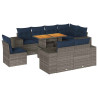 Set de sofás de jardín con cojines 9 pzas ratán sintético gris 2