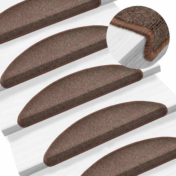 Tapetes de escada 30 pcs 56x17x3 cm castanho café M 5