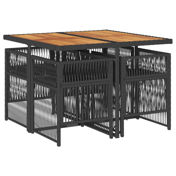 Set de muebles jardín 5 pzas con cojines ratán sintético negro M 3