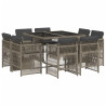 Set comedor jardín 9 pzas y cojines ratán sintético gris 2