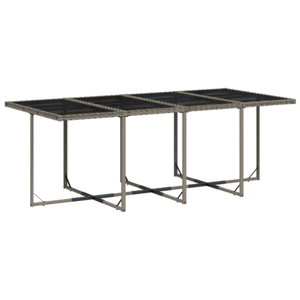 Set comedor de jardín con cojines 13 pzas ratán sintético gris M 3