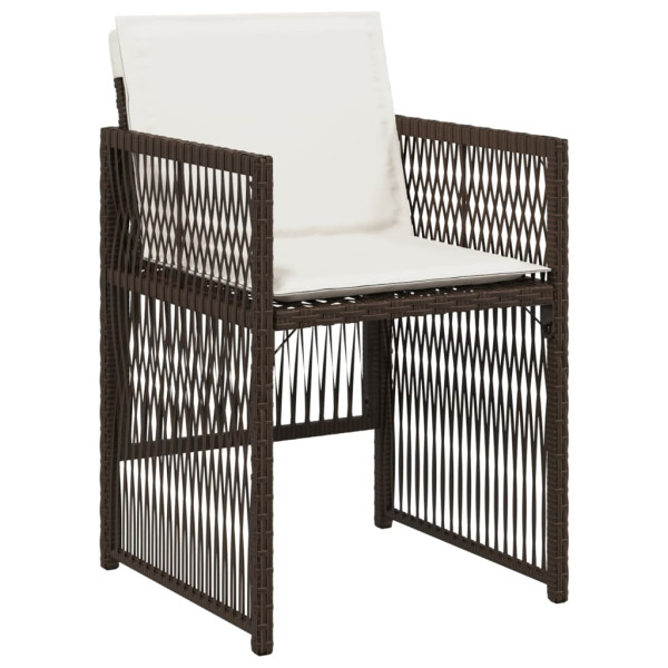 Cadeiras de jardim com almofadões 4 pcs vime PE castanho M 4