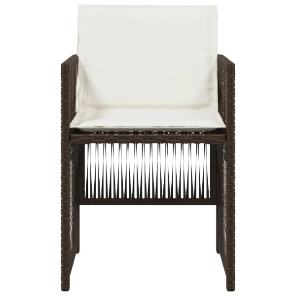 Cadeiras de jardim com almofadões 4 pcs vime PE castanho M 5