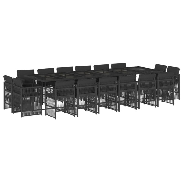 Set de muebles jardín 17 pzas con cojines ratán sintético negro M 2