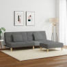 Sofá cama de 2 plazas con taburete tela gris oscuro 3