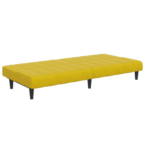 Sofá-cama 2 lugares c/ apoio de pés veludo amarelo M 5