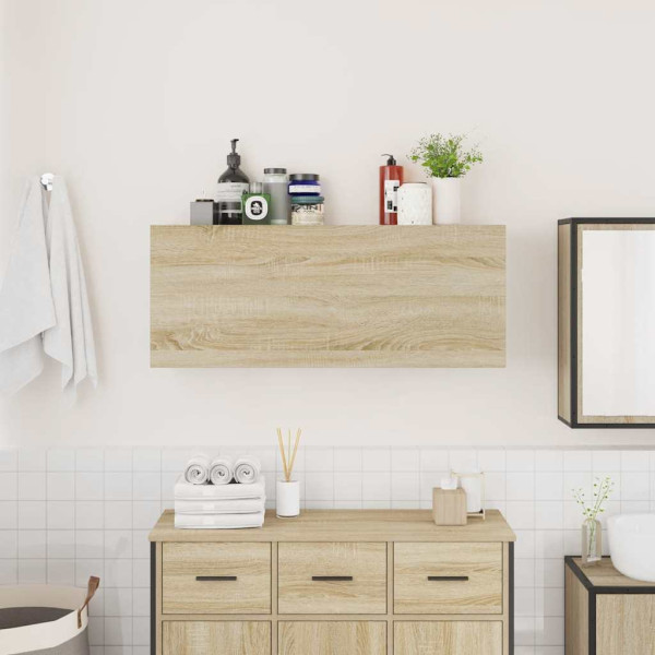 Mueble de pared baño madera ingeniería roble sonoma 100x25x40cm M 3