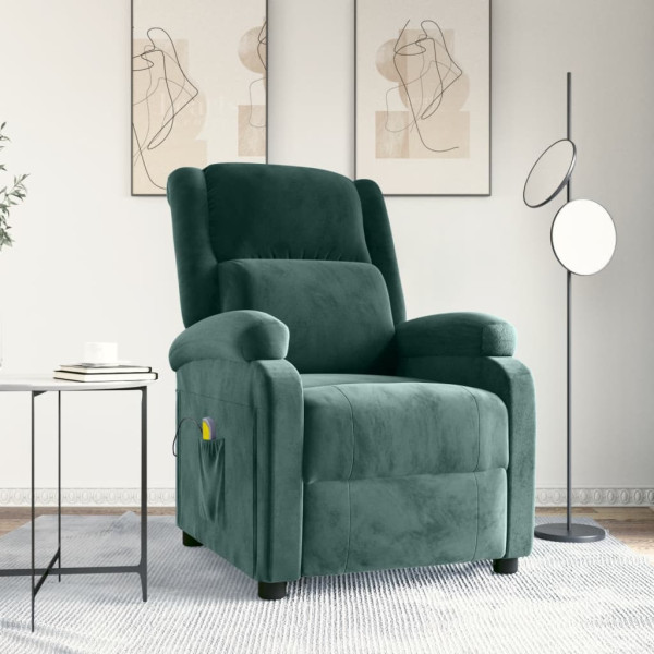 Sillón de masaje de terciopelo verde oscuro D