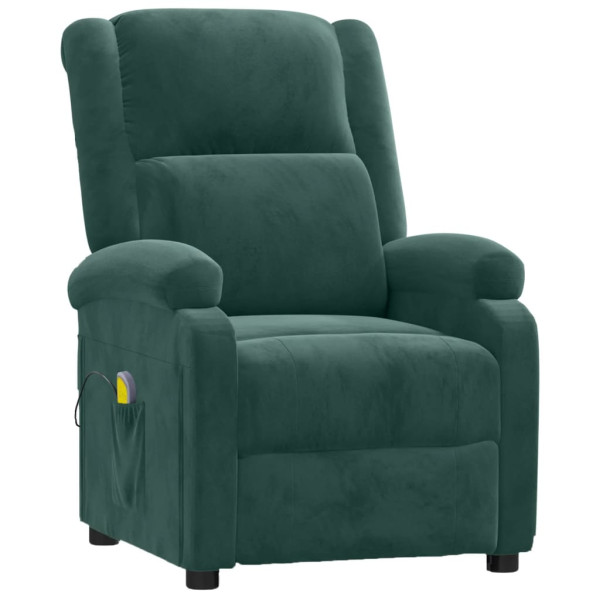 Sillón de masaje de terciopelo verde oscuro M 2