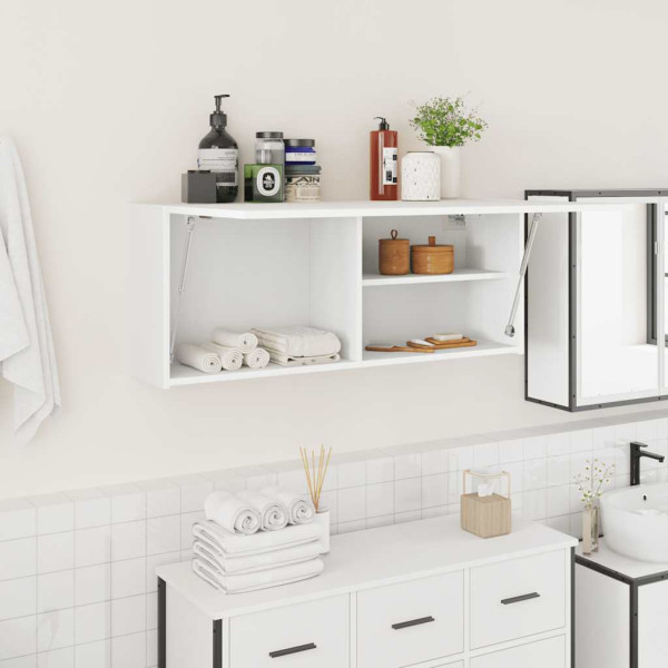 Mueble de pared de baño madera ingeniería blanco 100x25x40 cm D