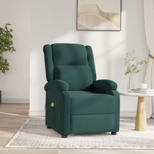 Sillón de masaje eléctrico terciopelo verde oscuro D