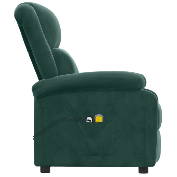 Sillón de masaje eléctrico terciopelo verde oscuro M 5