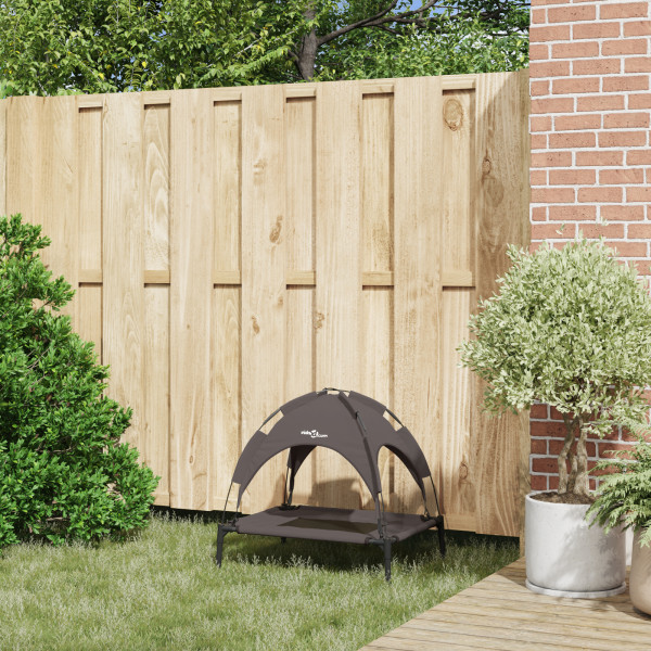 Cama Elevada para Cão com Cobertura Removível Castanha S Aço M 4