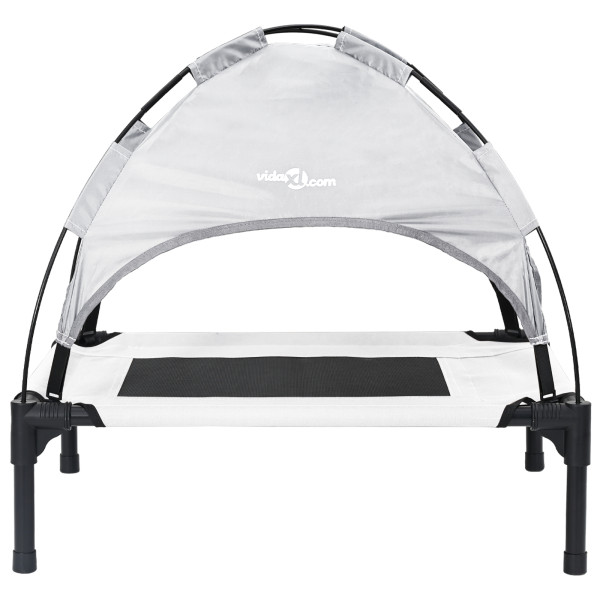 Cama elevada para perros con techo removible Gris plateado M Acero M 5