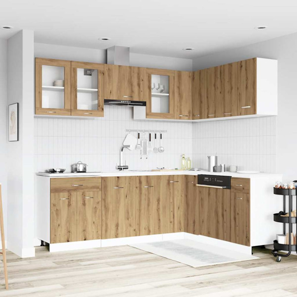 Set de muebles cocina 11 pzas madera ingeniería roble artesanal D