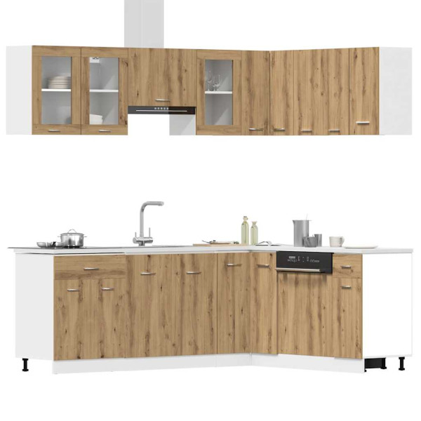 Set de muebles cocina 11 pzas madera ingeniería roble artesanal M 3