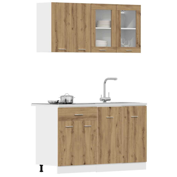 Set de muebles cocina 4 pzas madera ingeniería roble artesanal M 3