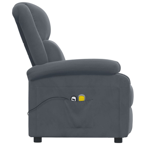 Sillón de masaje eléctrico terciopelo gris oscuro M 5