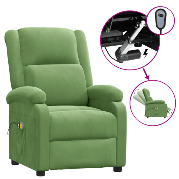 Sillón de masaje eléctrico terciopelo verde claro M 2