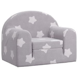 Sofá cama de niños felpa suave gris claro con estrellas H
