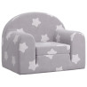 Sofá-cama infantil c/ estrelas pelúcia macia cinzento-claro 2