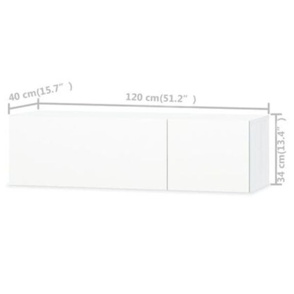 Móveis de TV em aglomerado 2 pcs 120x40x34 cm branco brilhante M 6