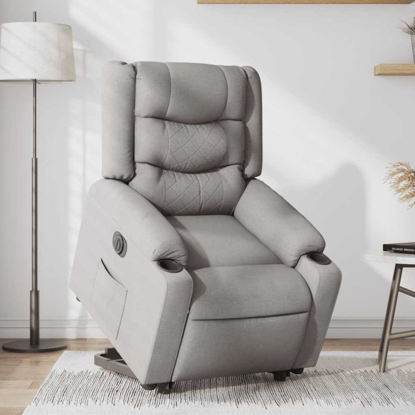 Sillón eléctrico reclinable elevable de tela gris nube M 3