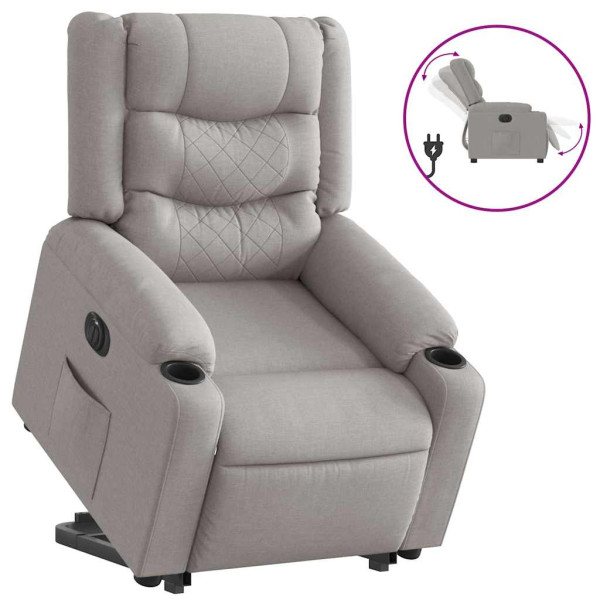 Sillón eléctrico reclinable elevable de tela gris nube M 4