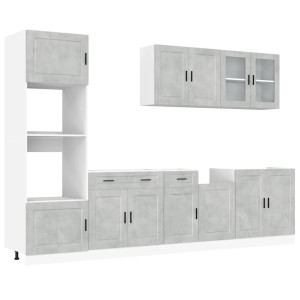 Mueble cocina Kalmar gris hormigón 7 pzas madera contrachapada H