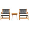 Sillas de Exterior con Juego de Mesa - 3 Piezas en Madera de Acacia Negra 5