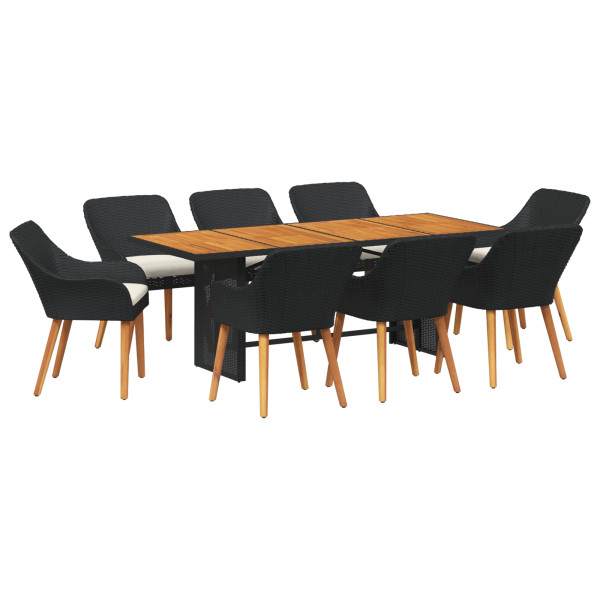 Conjunto de Comedor de Jardín de 9 Piezas Ratán Sintético Negro M 4