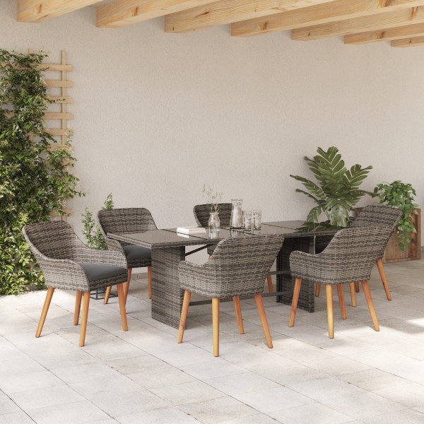 Conjunto de Jantar 7 Peças Cinza Rattan Poly M 5